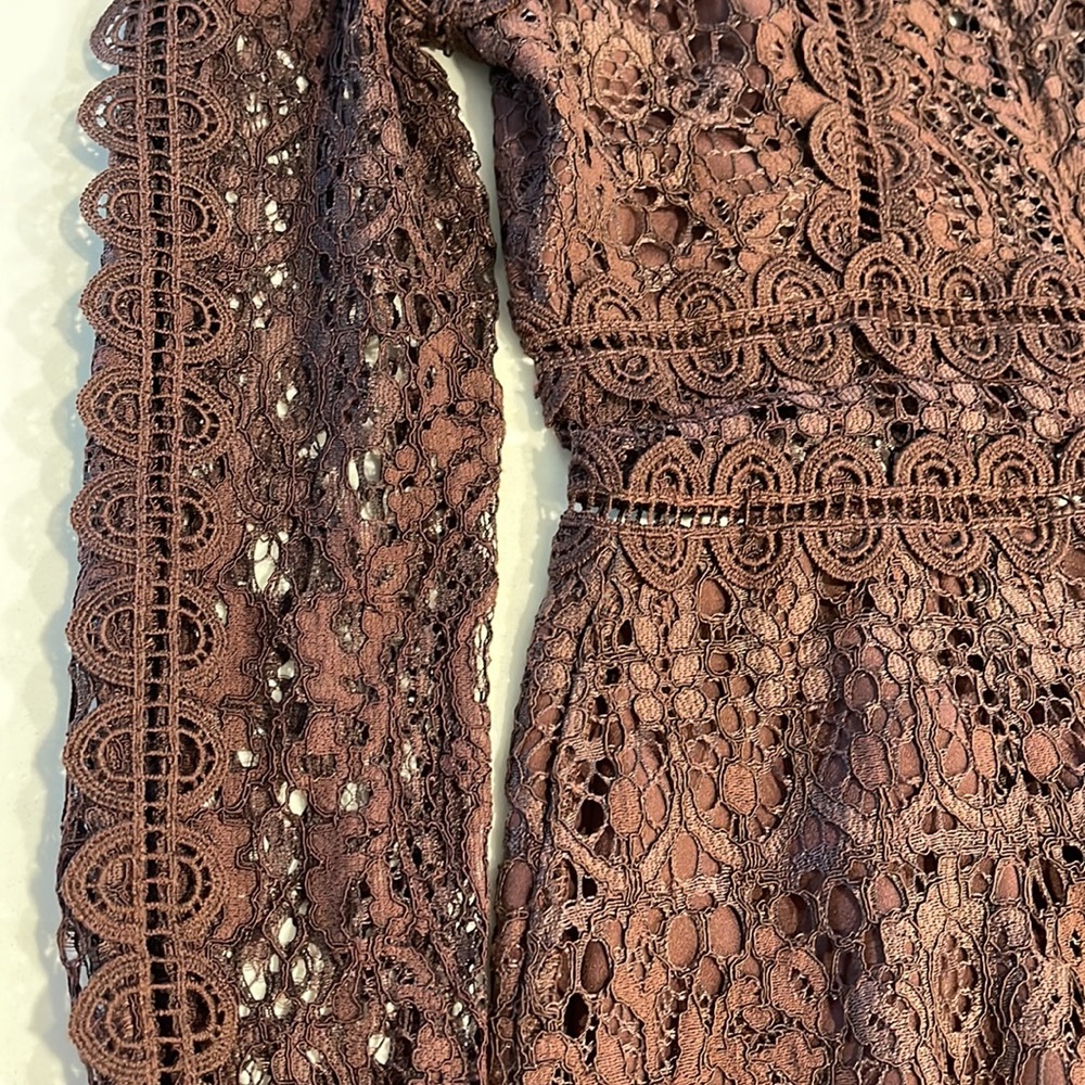 Beautiful Chocolate Fine Delicate Lace Pencil Dress - Picture 8 of 9
